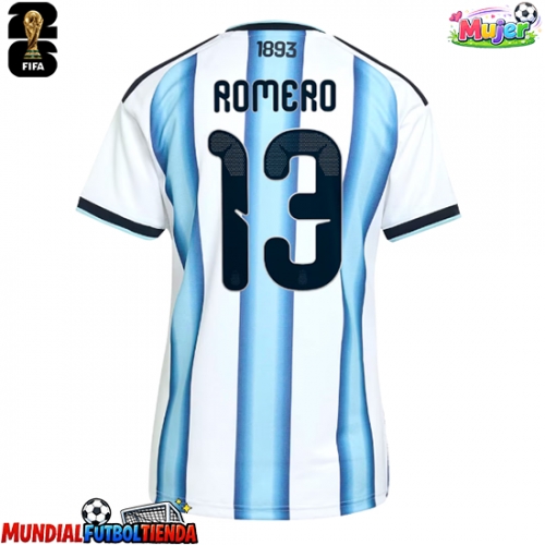 Camiseta Argentina Cristian Romero #13 Primera Equipación Replica Mundial 2026 para mujer mangas cortas
